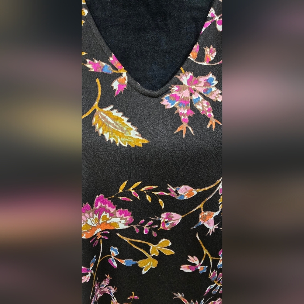 Susan Graver women XL blouse floral v-neck long sleeve dark fairy cottgecore - Picture 4 of 8